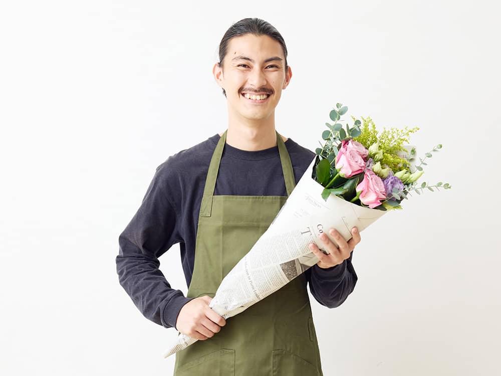花を持った店員さん